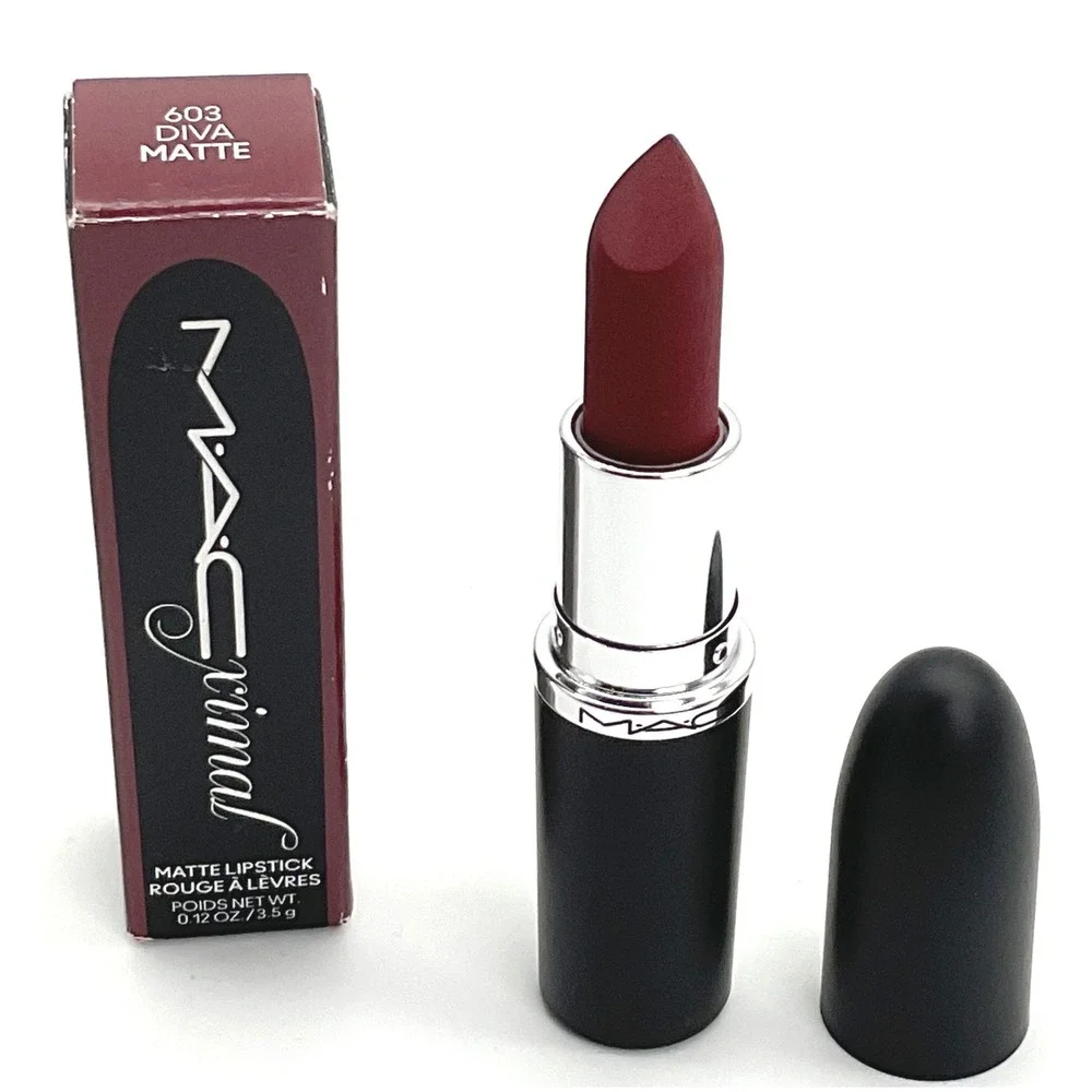 MAC Macximal Silky Matte Lipstick 603 Diva Burgundy Red 0.12oz‎ New in Box